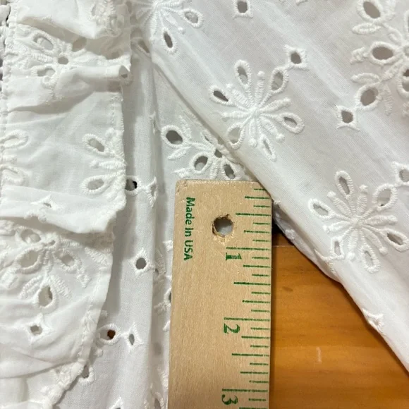 The Kooples White Eyelet Ruffled Long Sleeve Dress Size US 2 NWT